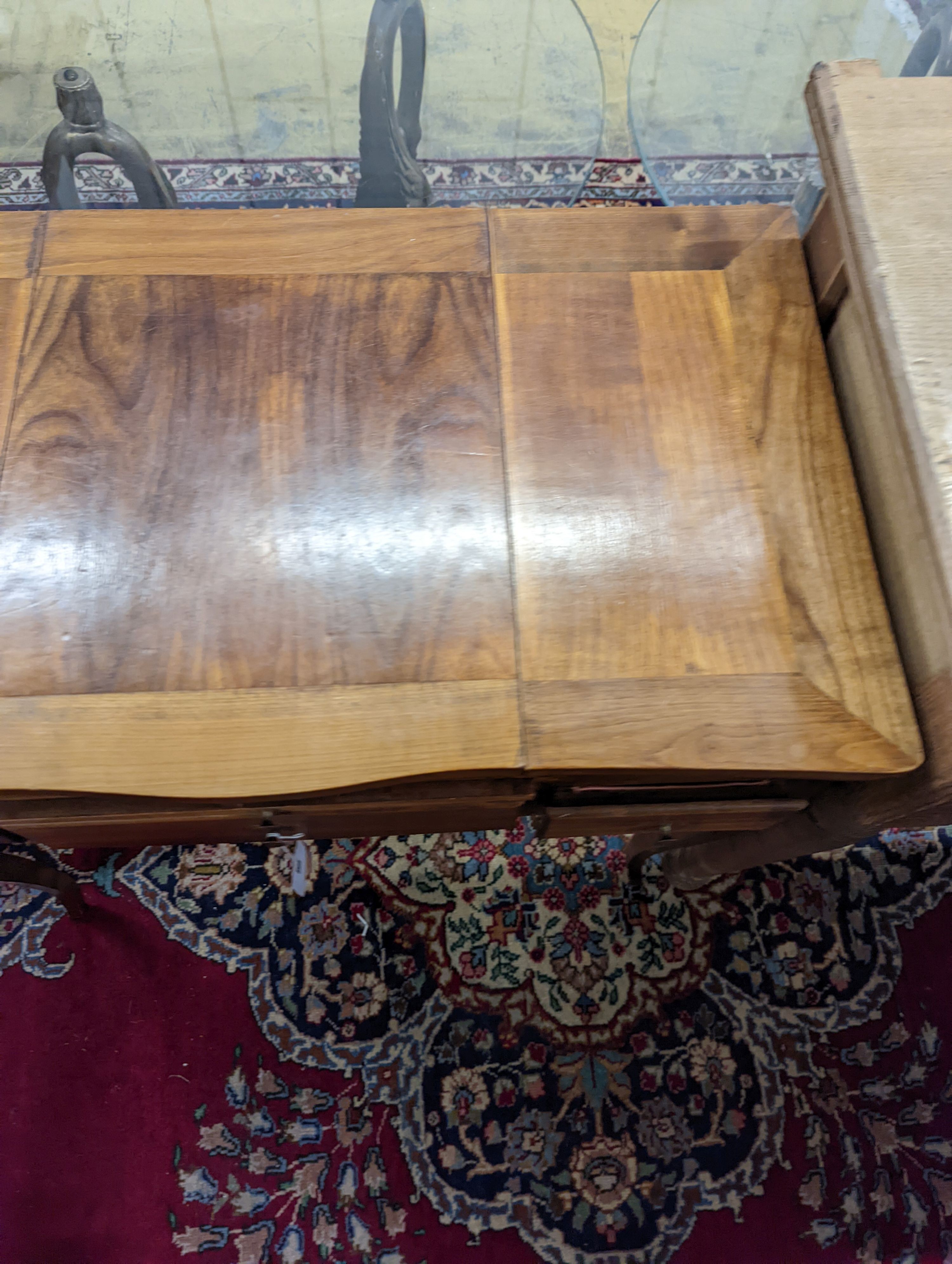 A Louis XV style walnut poudreuse. W-73cm, D-41cm, H-73cm.
